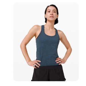 Lulu Wild Blueberry/graphite Grey  SwiftyTech Racerback tank 2.0 length